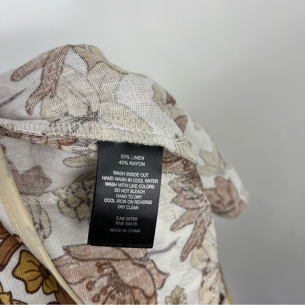 NEW C&C California Brown Floral Linen Paperbag High Waist Shorts Women's Size 6 - Picture 6 of 7